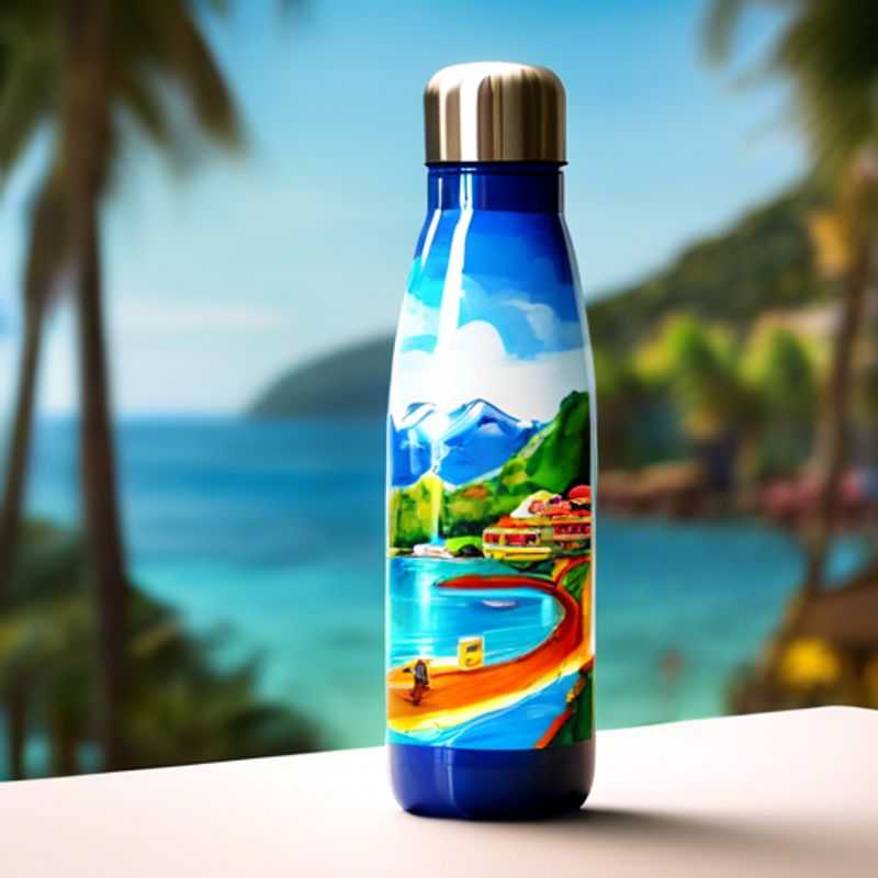 A close-up shot of a reusable water bottle, showcasing its design and features.