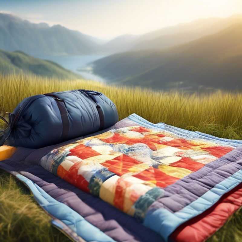 A cozy, compact sleeping bag or travel quilt, ready for adventure, showcasing its lightweight and packable design.