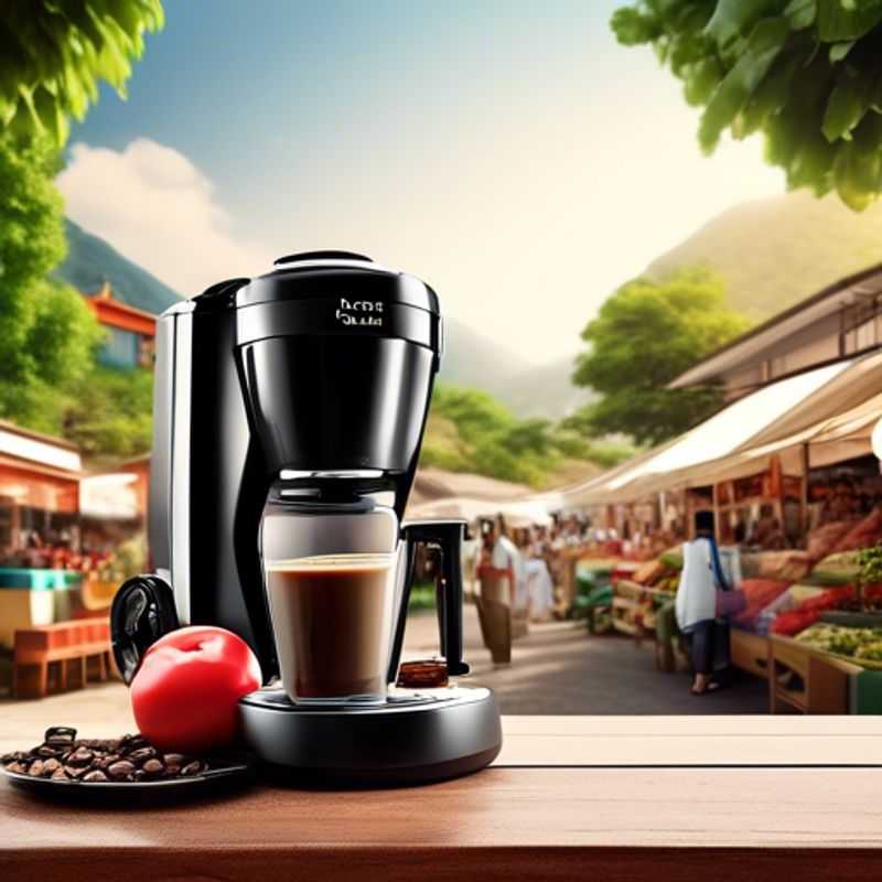 A sleek, modern portable coffee maker, perfect for brewing delicious coffee on the go, whether you're camping, traveling, or just need a caffeine boost at the office.