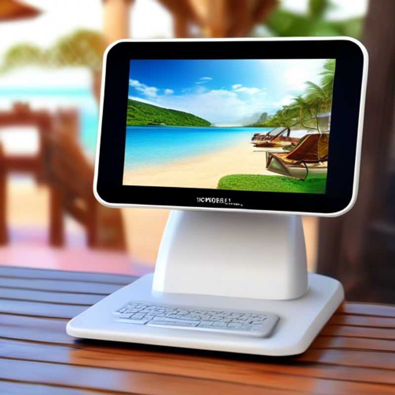 A portable monitor resting on a desk, ready to be connected to a laptop.