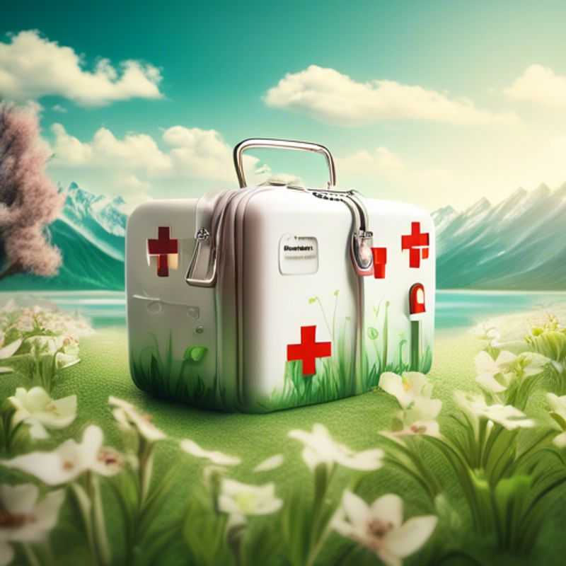 A comprehensive first aid kit, ready to handle any minor emergencies while travelling, containing bandages, antiseptic wipes, pain relievers, and other essential supplies.