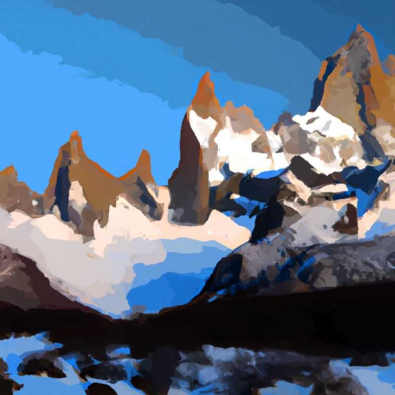 A family with children embarking on an unforgettable winter adventure, trekking through the breathtaking landscapes of Mount Fitz Roy in Argentina, surrounded by towering granite peaks and pristine glaciers.