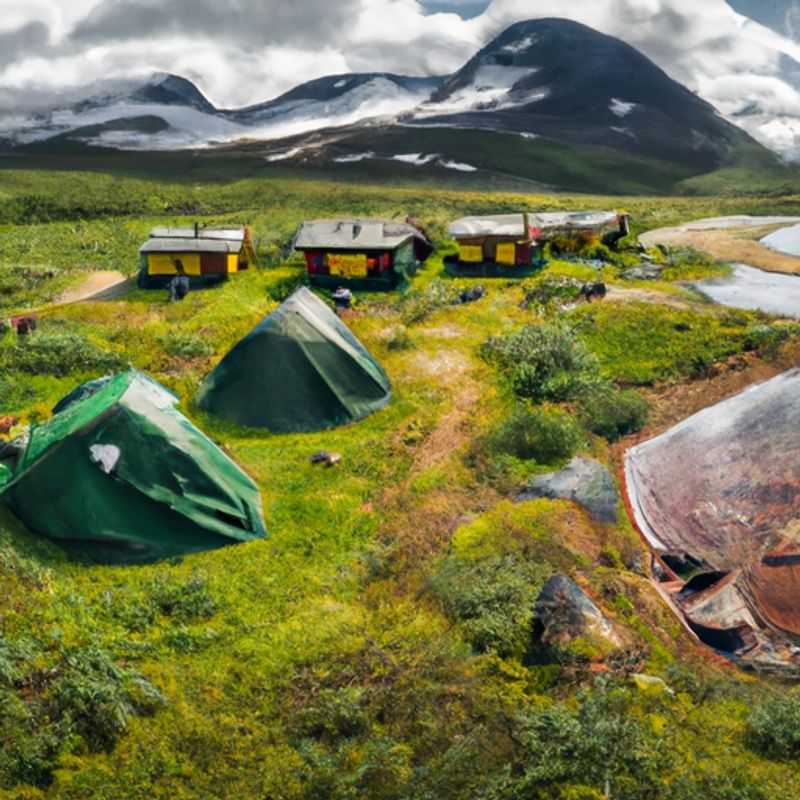 A solitary figure backpacks through the breathtaking expanse of Kungsleden, Sweden, surrounded by the vibrant tapestry of spring. The trail winds through pristine forests, past sparkling lakes and towering mountains, offering a profound connection with nature's grandeur.