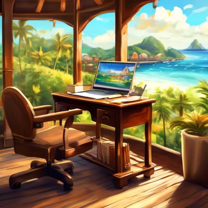 A portable desk with a sleek, modern design, perfect for working from home or on the go.