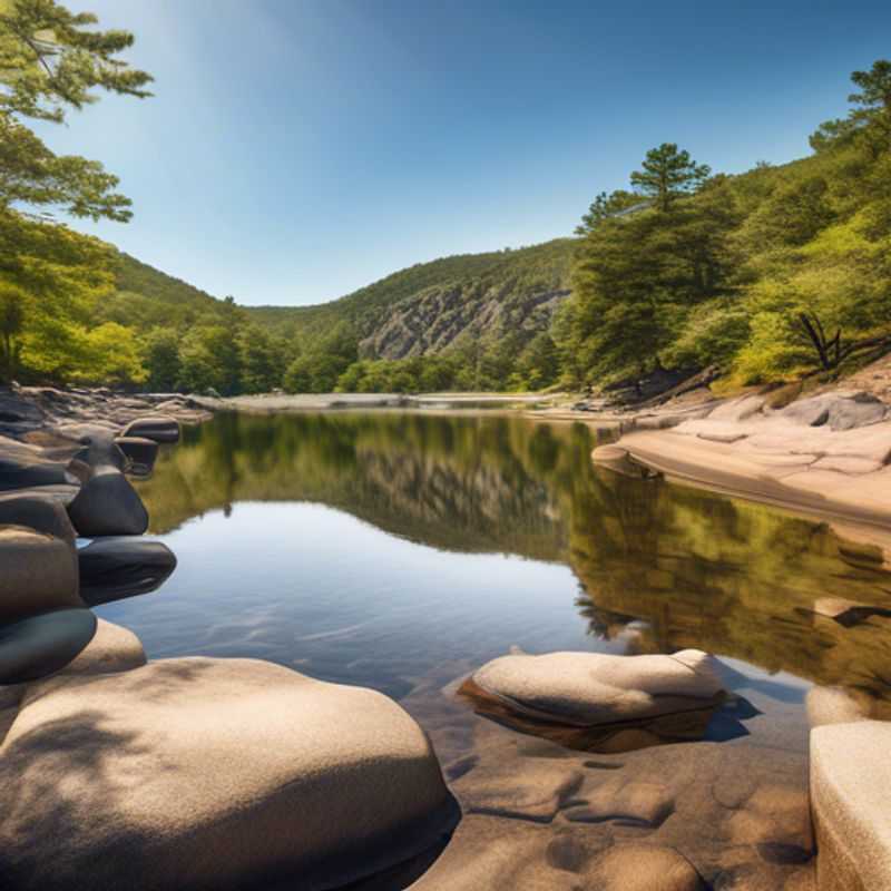 Un grupo de 6 mochileros, The Wellness Traveler, disfrutando de un recorrido de 5 días por el Bear Mountain Loop, USA, durante el otoño. La imagen muestra las impresionantes vistas de los colores vibrantes de la naturaleza mientras caminan por los senderos.