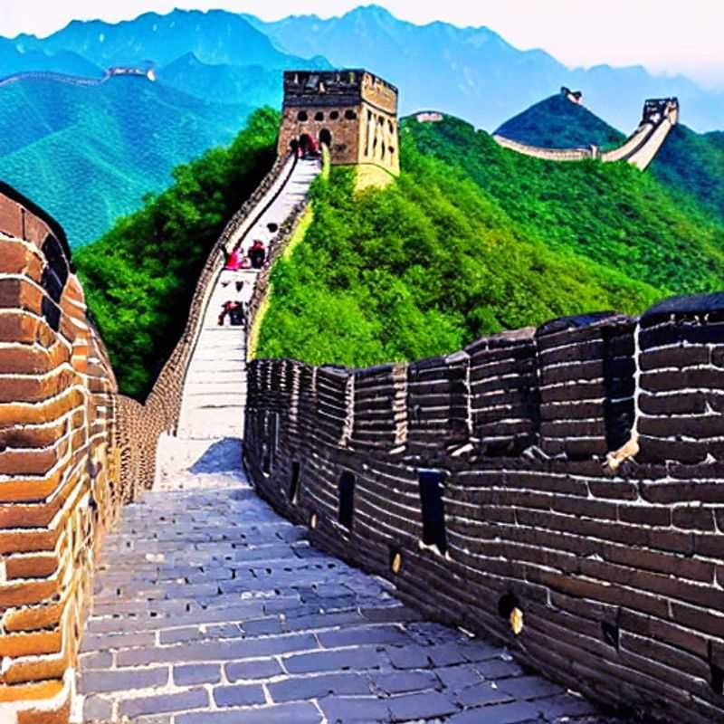 Randonnée sur la Grande Muraille de Chine en été : vue imprenable sur les remparts et les paysages environnants.