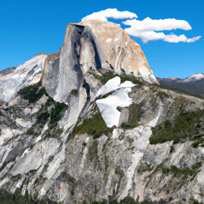 Six adventurers marveling at the iconic Half Dome in Yosemite National Park, USA, during their week-long summer expedition, surrounded by the park's breathtaking granite cliffs and giant sequoia trees.