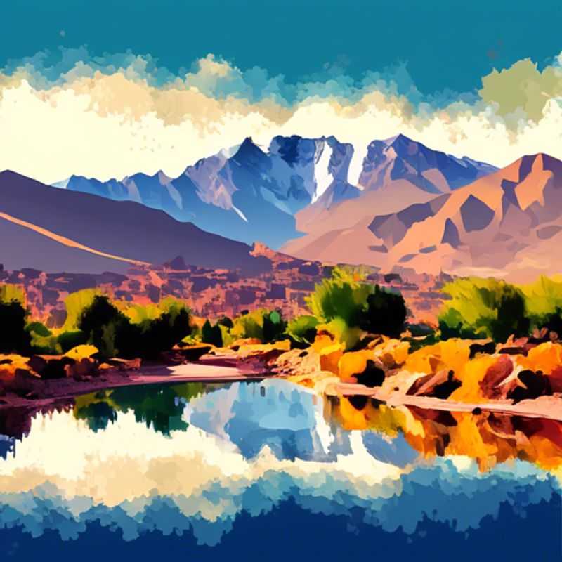 Un mochilero digital nómada, The Business Traveler, disfruta de las impresionantes vistas del Monte Toubkal en Marruecos, durante una aventura de 2 semanas entre el verano y el otoño.