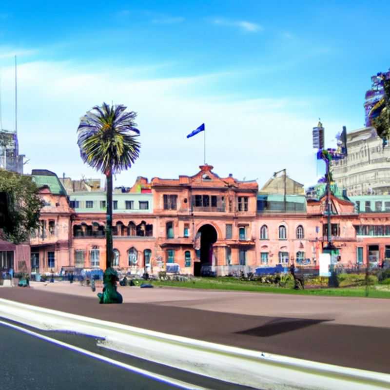 A vibrant street scene in Buenos Aires, Argentina, where six digital nomads embrace the city's infectious energy during their 5&#45;day summer adventure. Amidst the colorful buildings and lively atmosphere, they navigate the city's digital landscape, seeking inspiration and connection.