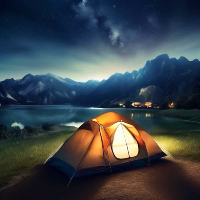 A close-up shot of a sleek, modern headlamp, its bright beam illuminating the darkness, a symbol of the essential tool for adventurers and outdoor enthusiasts.