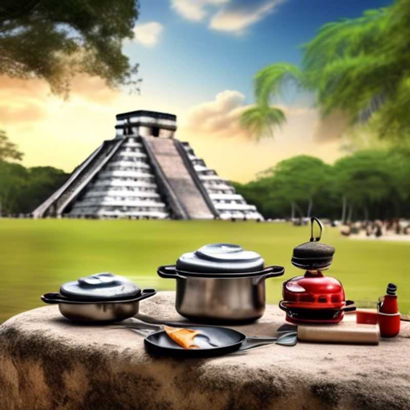 A close-up shot of a compact and versatile camping cookware set, showcasing essential pots, pans, and utensils for a convenient and delicious outdoor meal.