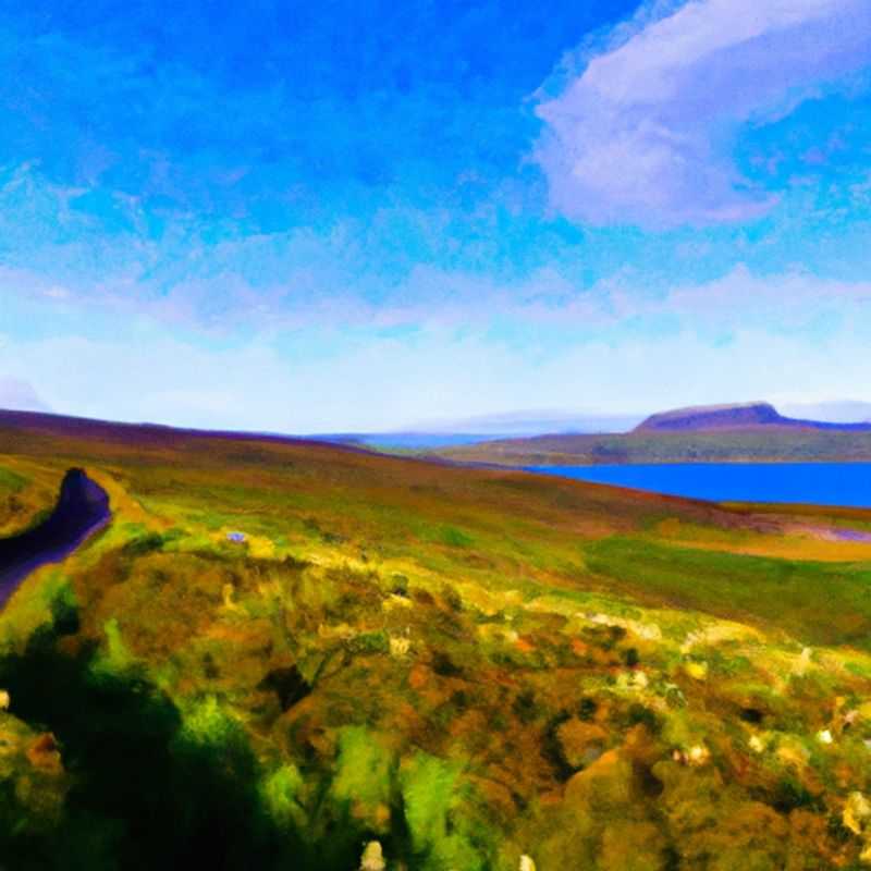 A solitary digital nomad, immersed in the breathtaking panorama of the Isle of Skye, Scotland, during a transformative 2-week summer sojourn. Rugged cliffs, vibrant heather, and tranquil lochs provide an inspiring backdrop for contemplation, creativity, and connection with the untamed beauty of nature.