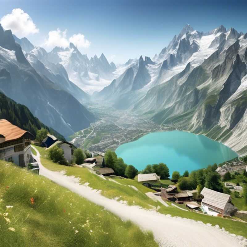 A family of digital nomads, The Gap Year Travelers, enjoying the scenic beauty of the Haute Route, Switzerland to France, as they navigate the winding roads in their caravan trailer during a 5-day spring adventure.