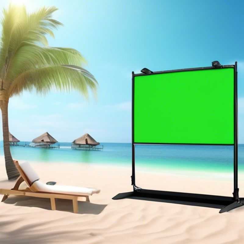 A portable green screen set up for video calls.