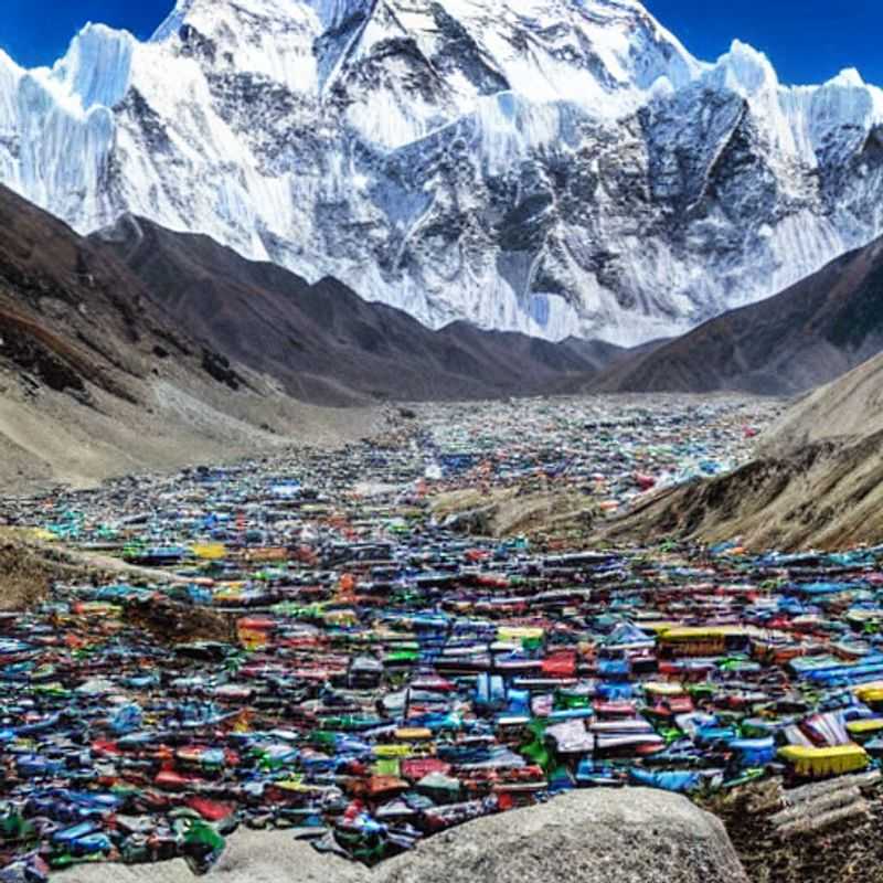 Randonnée au camp de base de l'Everest au Népal au printemps : vue imprenable sur les montagnes enneigées.