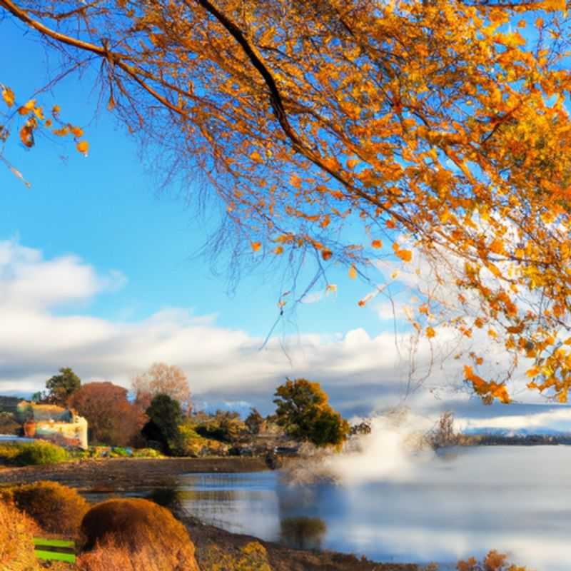 Six digital nomads immersing themselves in the vibrant geothermal wonderland of Rotorua, New Zealand, during a 24-hour autumn adventure, surrounded by bubbling mud pools, cascading waterfalls, and steaming geysers.