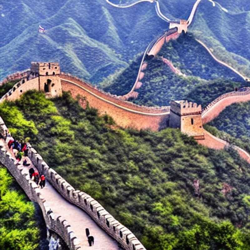 Randonnée printanière sur la Grande Muraille de Chine : une vue imprenable sur les remparts et les paysages environnants.