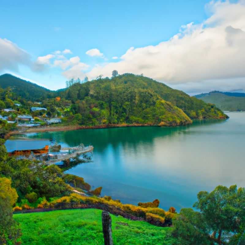 Passeio de caiaque no Marlborough Sounds durante o outono em Queen Charlotte Track, Nova Zelândia