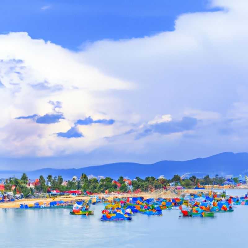 Uma parada de verão ensolarada em Ponte Dourada, Da Nang, Vietnã