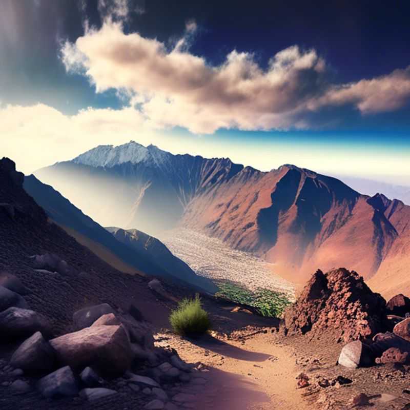 Un mochilero digital nómada, The Business Traveler, disfruta de las impresionantes vistas del Monte Toubkal en Marruecos, durante una aventura de 2 semanas entre el verano y el otoño.