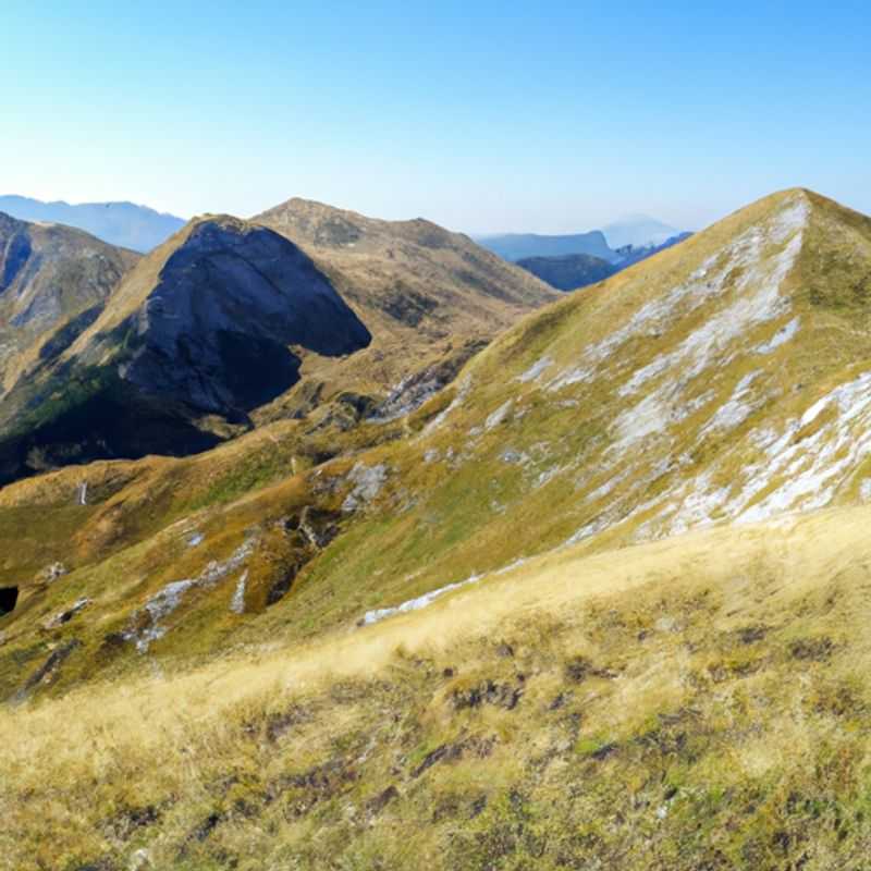 A lone adventurer traversing the mesmerizing Via Dinarica, a rugged and untamed mountain range spanning the Western Balkans, embarking on a transformative 2-week journey of self-discovery and connection with the breathtaking natural beauty of the region during the vibrant summer season.