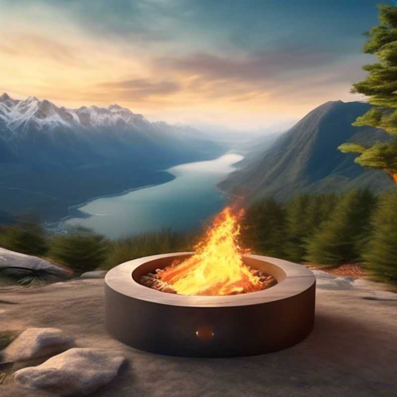 A sleek, portable fire pit with flickering flames, perfect for creating a cozy atmosphere in any outdoor space.