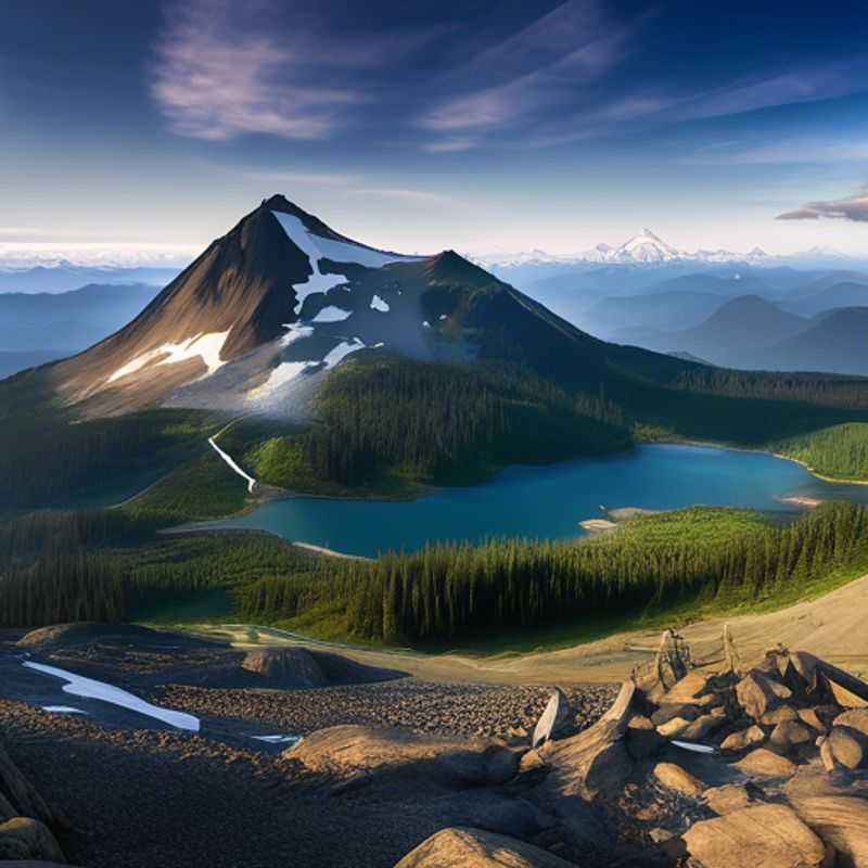 Un grupo de seis mochileros de The Gap Year Traveler exploran el impresionante Black Tusk en Columbia Británica, Canadá, durante la transición entre el verano y el otoño. La montaña cubierta de nieve ofrece un telón de fondo dramático para su aventura.