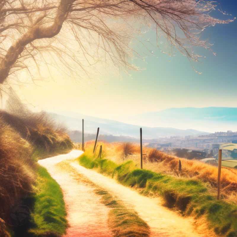 Familia de nómadas digitales trabajando de forma remota mientras viajan en una caravana, disfrutando del paisaje del Camino de Santiago, España, durante su aventura de 3 días entre el invierno y la primavera.