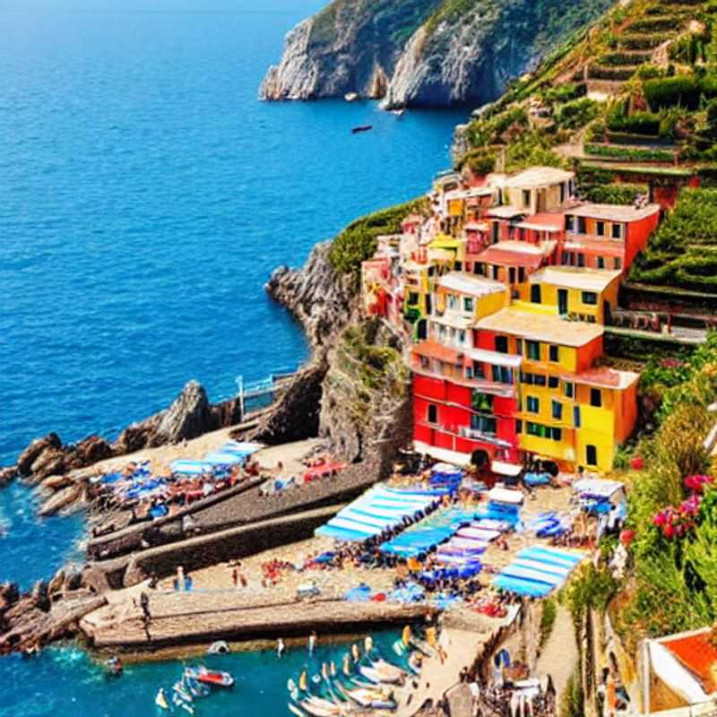 Le sentier Azzurro à Cinque Terre, un chemin côtier pittoresque ensoleillé, idéal pour les vacances d'été.