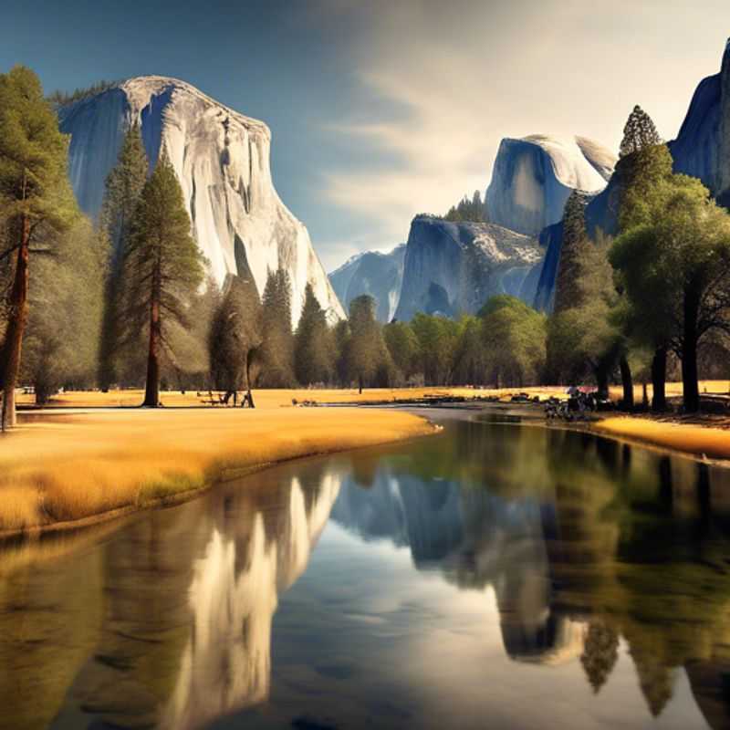 Familia de nómadas digitales trabajando de forma remota con niños, disfrutando de un día de verano en el Parque Nacional Yosemite, EE. UU., mientras viajan en su caravana.