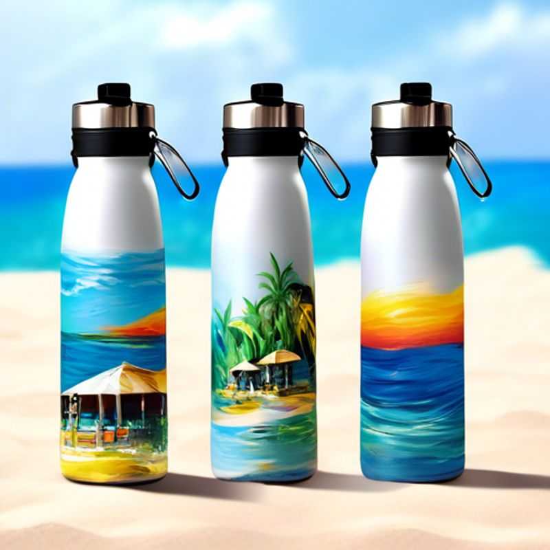 A collection of colorful and stylish reusable water bottles, ready to hydrate your adventures.
