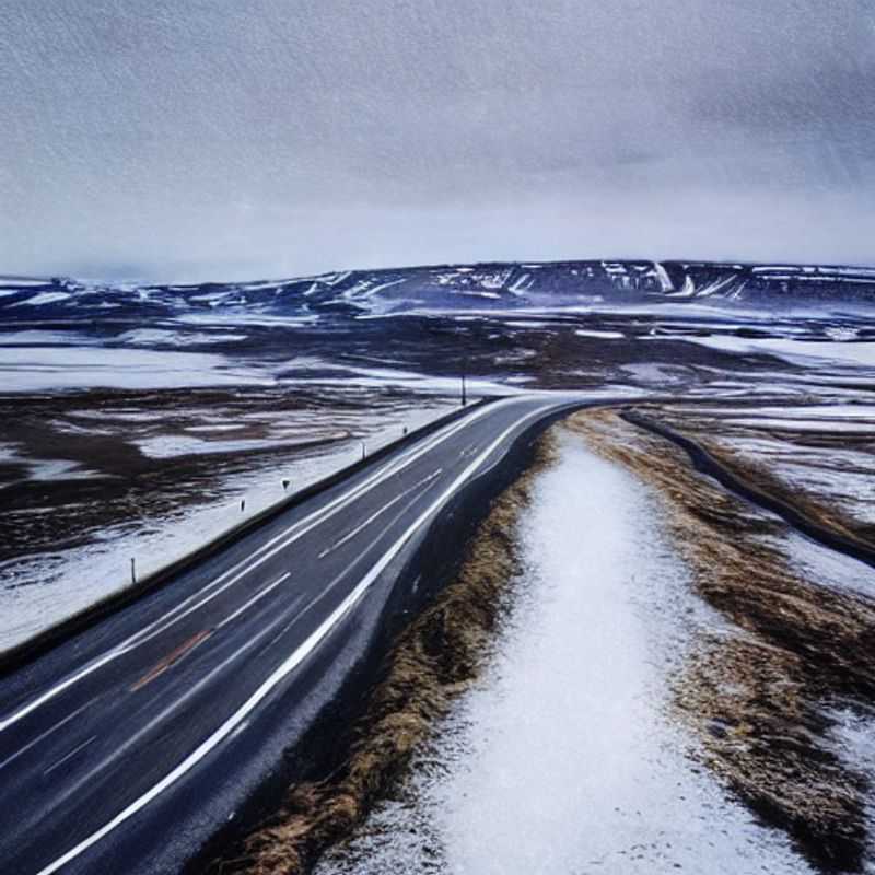 Here are a few options for alt text in Portuguese for an image of Iceland's Ring Road, in an article about whether it's good for spring break: