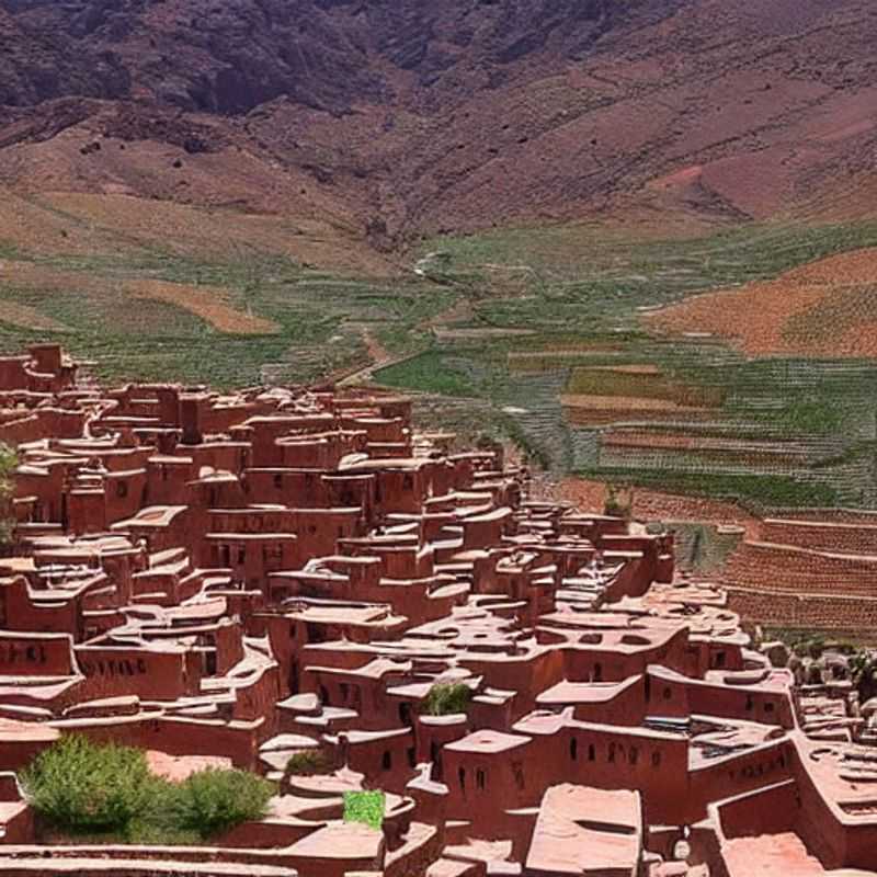 Les montagnes de l'Atlas au Maroc, baignées de soleil printanier.