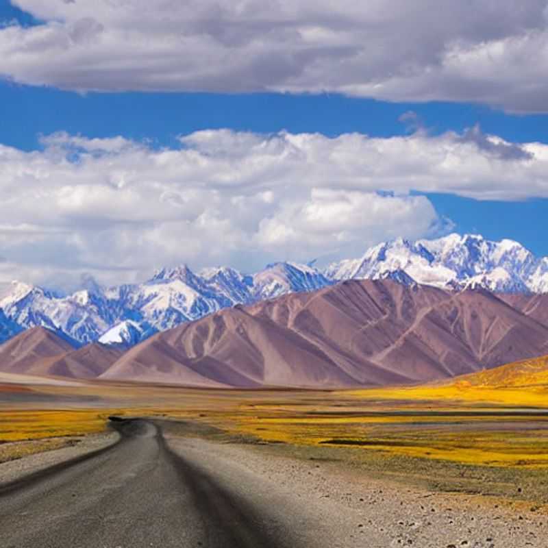 Route panoramique de la Pamir Highway en Asie centrale, idéale pour une aventure estivale inoubliable sous le soleil radieux.
