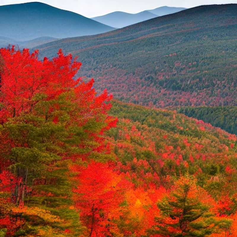 Picos brancos e exuberantes das Montanhas Brancas, em New Hampshire, um convite irresistível para aventuras de verão inesquecíveis.