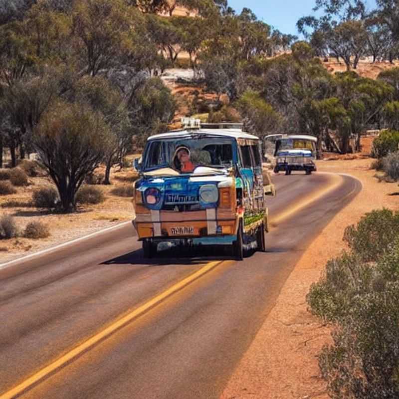 Two amigas desfrutando de uma viagem de carro épica pelo Oeste da Austrália, sob o sol radiante do verão, em busca de aventuras e paisagens deslumbrantes.