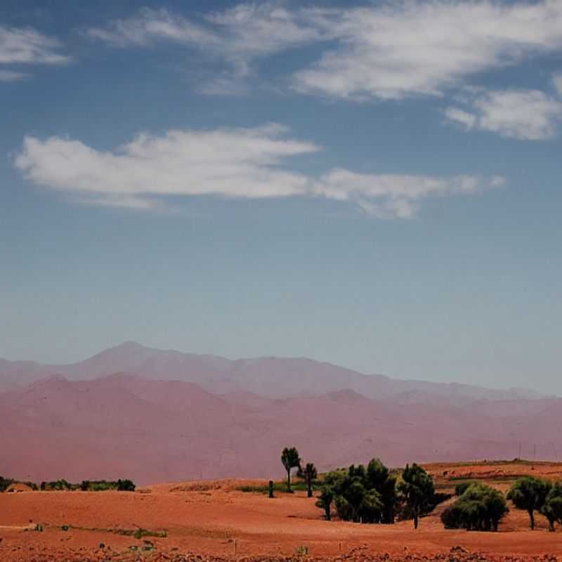 French: Les majestueuses montagnes de l'Atlas au Maroc, offrant un paysage époustouflant, une évasion rafraîchissante de la chaleur estivale.