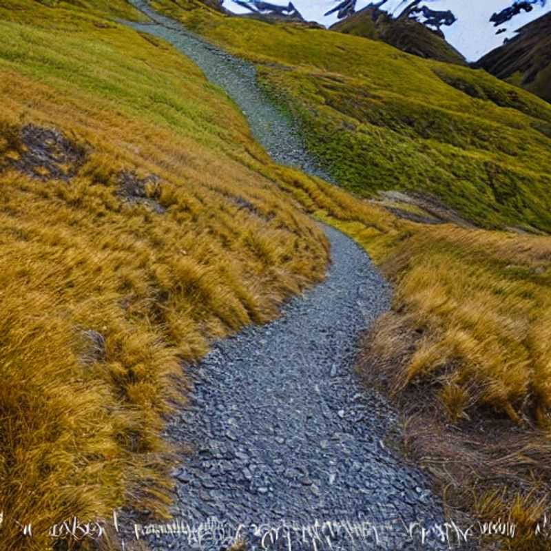 Un sentier ensoleillé du Te Araroa Trail, Nouvelle-Zélande, serpentant à travers des paysages époustouflants – la promesse d'une aventure estivale inoubliable.