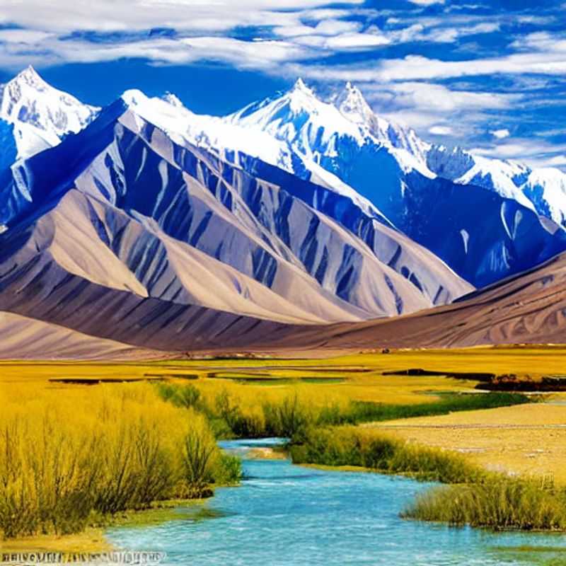 Paysage époustouflant des monts du Pamir, Tadjikistan, sous le soleil estival, une destination idéale pour des vacances d'aventure inoubliables.