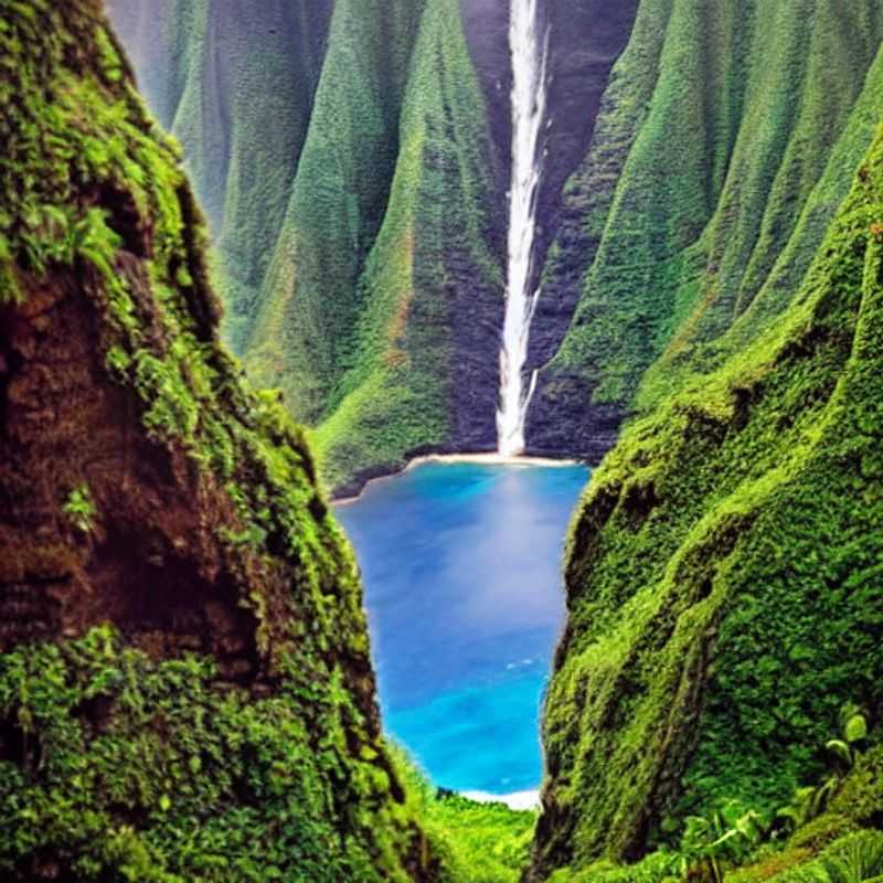 Vista deslumbrante da Trilha Kalalau, no Havaí, EUA, banhada pelo sol do verão, um convite irresistível para uma aventura inesquecível.