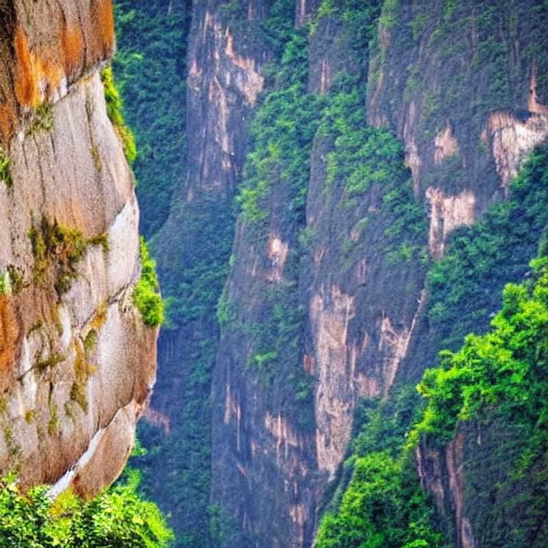Impresionante vista del desfiladero del Salto del Tigre, China, con su exuberante vegetación veraniega, planteando la pregunta: ¿es este el destino perfecto para tus vacaciones de verano? (Impressive view of Tiger Leaping Gorge, China, with its lush summer greenery, raising the question: is this the perfect destination for your summer vacation?)