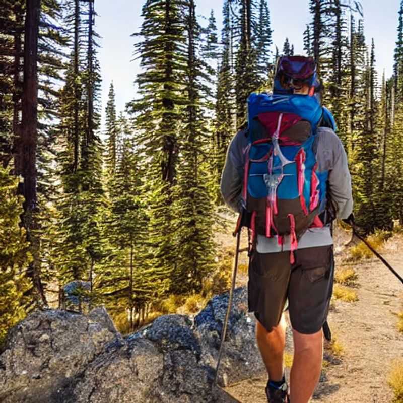 Trilheiros curtindo a vastidão da Pacific Crest Trail, EUA, sob o sol de verão. Uma aventura inesquecível em meio à natureza exuberante.