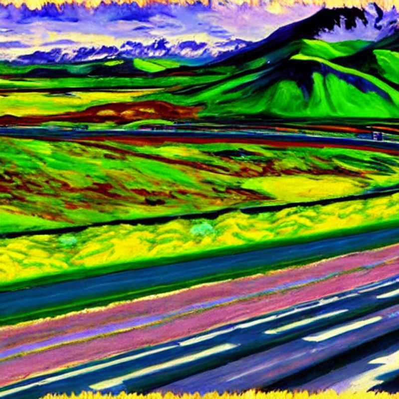 Estrada Circular da Islândia serpenteando pela paisagem vulcânica sob o sol da meia-noite, uma aventura inesquecível para as suas férias de verão na Islândia.