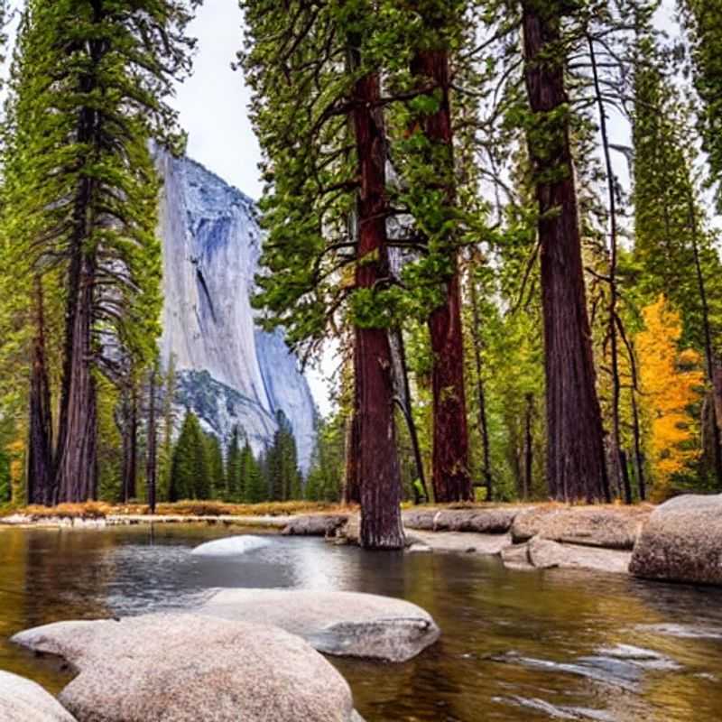 Spanish: Vista impresionante del Parque Nacional de Yosemite, California, EE. UU., con sus imponentes cascadas y paisajes verdes, ideal para unas vacaciones de verano inolvidables.
