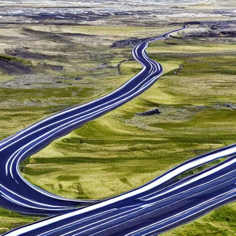 Route circulaire islandaise illuminée par le soleil d'été : l'aventure ultime sur la route pour des vacances inoubliables en Islande.