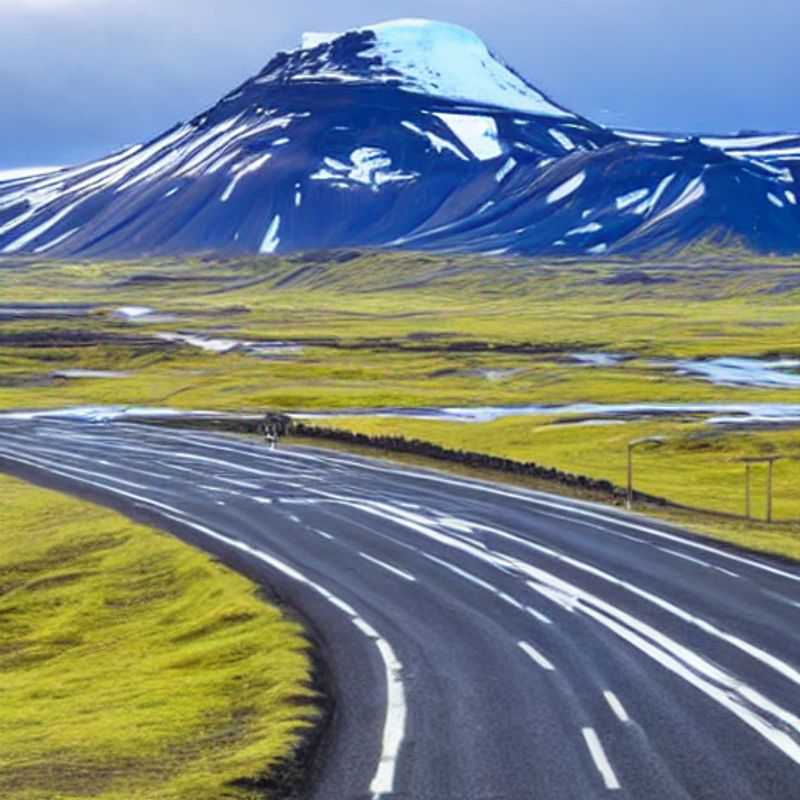 Une portion de la Route Circulaire islandaise scintillante sous le soleil d'été, serpentant à travers des paysages à couper le souffle - l'aventure ultime pour vos vacances estivales en Islande !