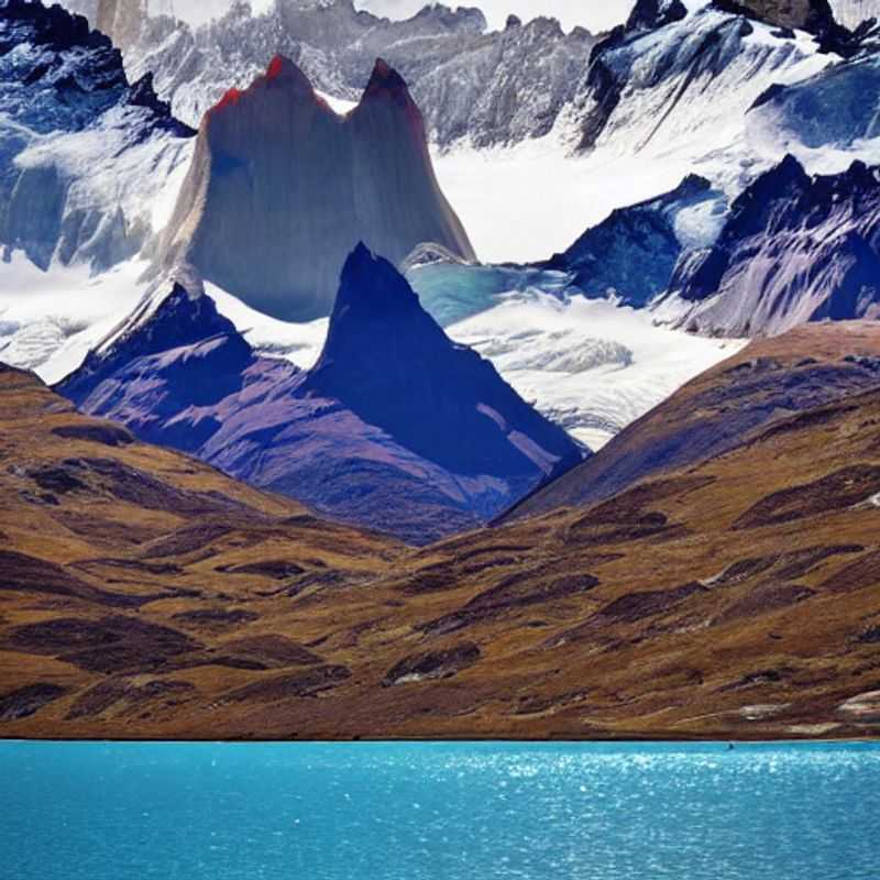Panorama grandiose du W-Trek dans le Parc National Torres del Paine, Chili, sous le soleil d'été, une aventure inoubliable.