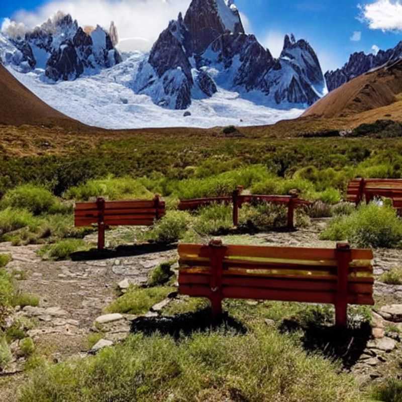 Casal admirando a majestosa beleza do Monte Fitz Roy sob o céu de verão da Patagônia Argentina, uma aventura inesquecível para as férias de verão.