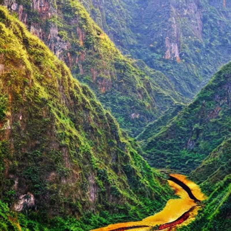 A vista deslumbrante do Ha Giang Loop, no Vietnã, com suas estradas sinuosas serpenteando entre montanhas verdejantes sob o sol de verão. A resposta para sua aventura de férias está escondida nesta paisagem épica!