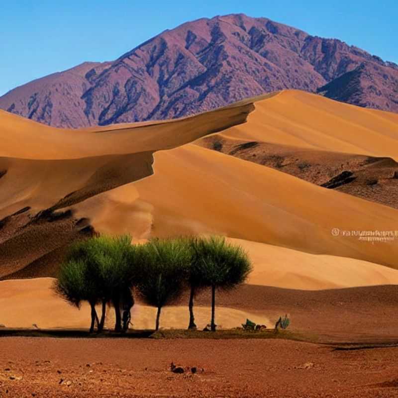 Um casal admirando a majestosa vista das Montanhas do Atlas, Marrocos, um refúgio de tranquilidade e beleza natural para umas férias de verão inesquecíveis.